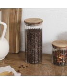 Bocal de conservation couverle en acacia transparent - 9x21x9 cm