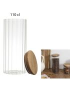 Bocal de conservation couverle en acacia transparent - 9x21x9 cm