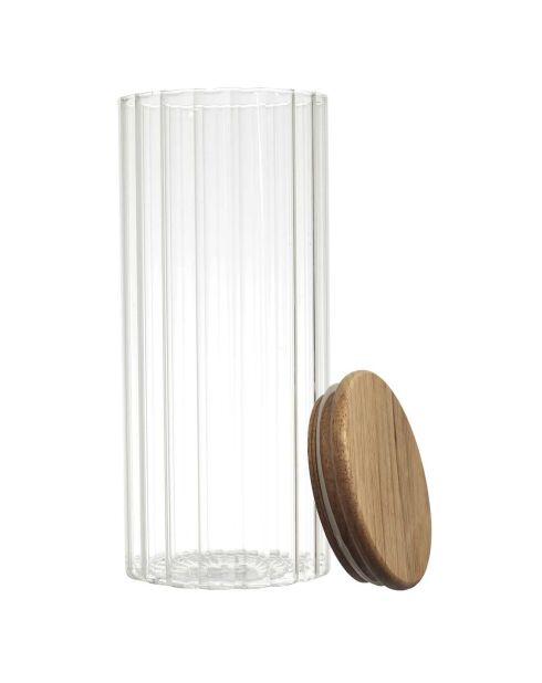 Bocal de conservation couverle en acacia transparent - 9x21x9 cm