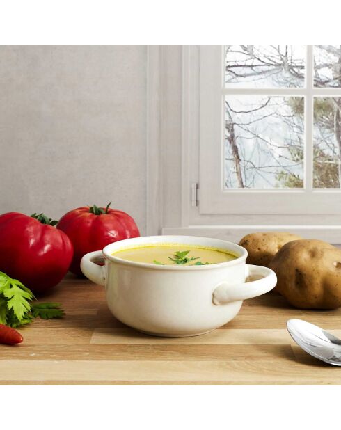 6 Bols à soupe au grès du temps beige - 13.7x7x13.7 cm