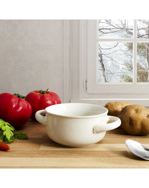 6 Bols à soupe au grès du temps beige - 13.7x7x13.7 cm