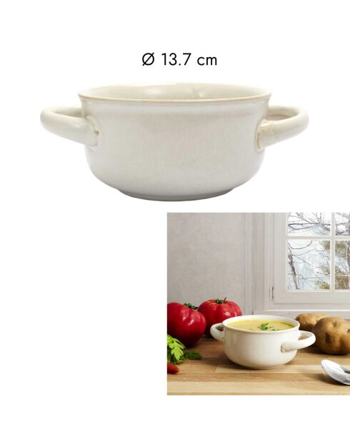 6 Bols à soupe au grès du temps beige - 13.7x7x13.7 cm