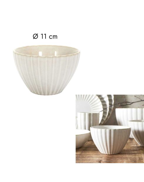 6 tazas Flora beige - 11x7x11 cm