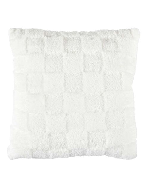 Coussin flanelle damier blanc - 40x40 cm