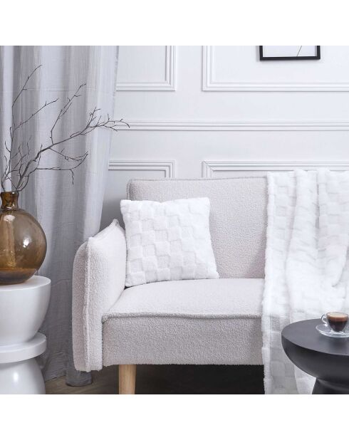 Coussin flanelle damier blanc - 40x40 cm