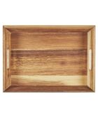 Plateau à poignees acacia marron - 32x5x23 cm