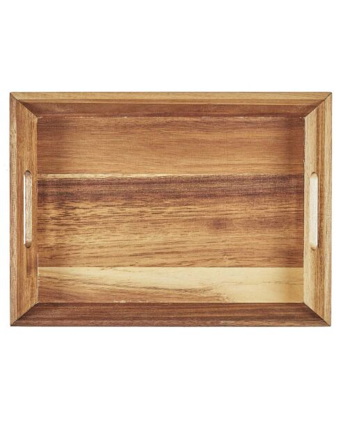 Plateau à poignees acacia marron - 32x5x23 cm