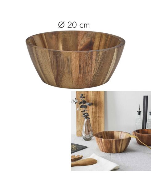 Saladier acacia marron - D.20x8.5 cm