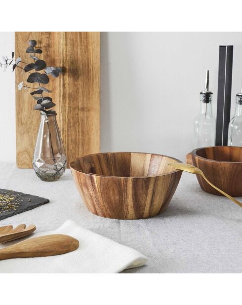 Saladier acacia marron - D.20x8.5 cm