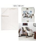 Grande plaid a costine in flanella bianca - 120x150 cm