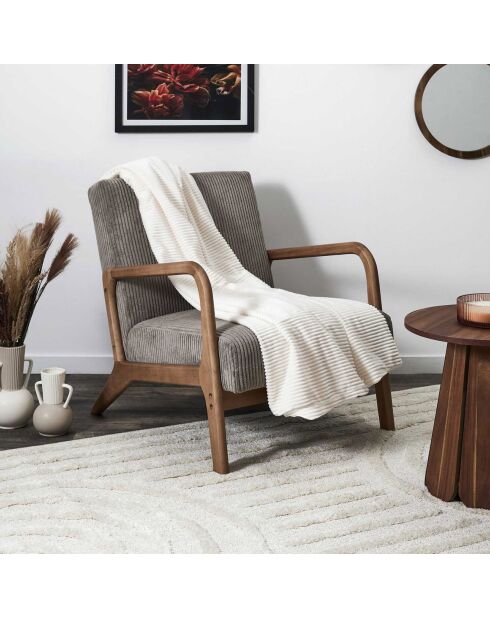 Grande plaid a costine in flanella bianca - 120x150 cm
