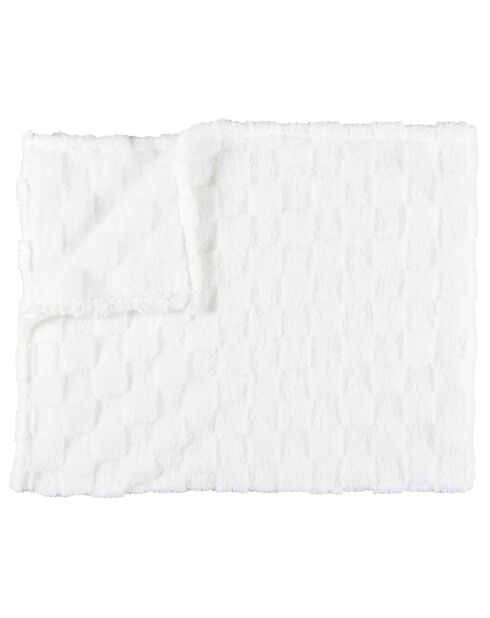 Plaid bianco in flanella a scacchiera - 120x150 cm