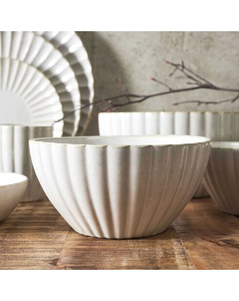 Vlora beige saladeschaal - 18,5x9,5x18,5 cm