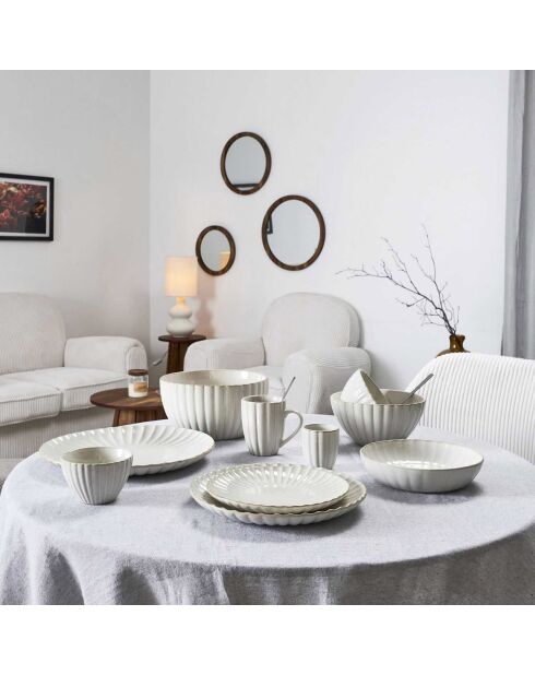 Vlora beige saladeschaal - 18,5x9,5x18,5 cm