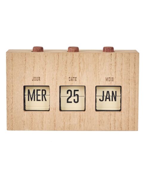 Houten kalender met flipflap - 19,4x12x5 cm