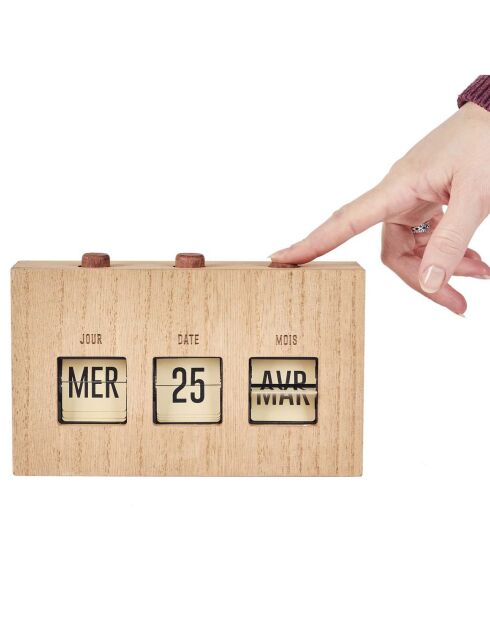 Houten kalender met flipflap - 19,4x12x5 cm
