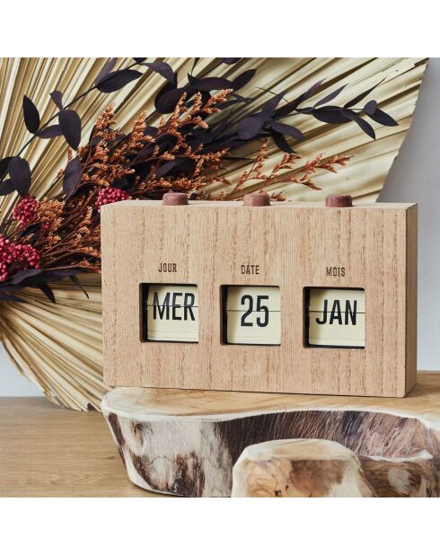 Houten kalender met flipflap - 19,4x12x5 cm