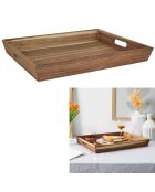 Plateau à poignees acacia marron - 42x5x33 cm