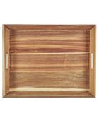 Plateau à poignees acacia marron - 42x5x33 cm