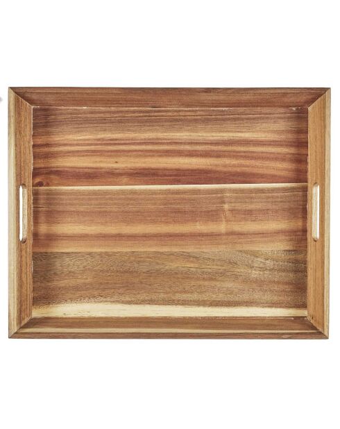 Plateau à poignees acacia marron - 42x5x33 cm