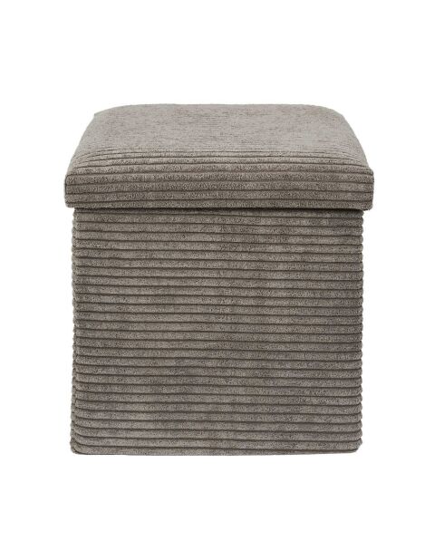Coffre pouf pliable cotelé scott taupe - 38x38x38 cm