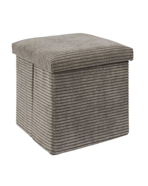 Coffre pouf pliable cotelé scott taupe - 38x38x38 cm