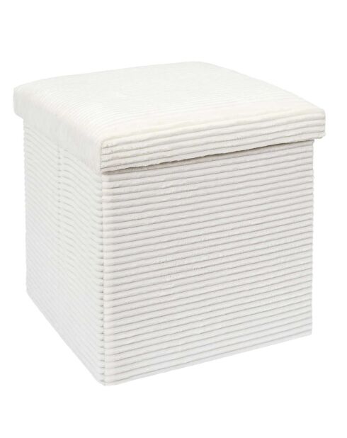 Coffre pouf pliable cotelé scott beige - 38x38x38 cm