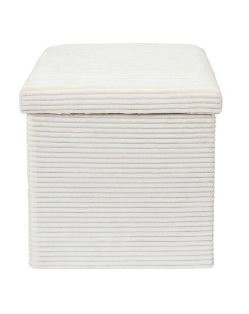 Coffre pouf pliable cotelé scott beige - 38x38x38 cm