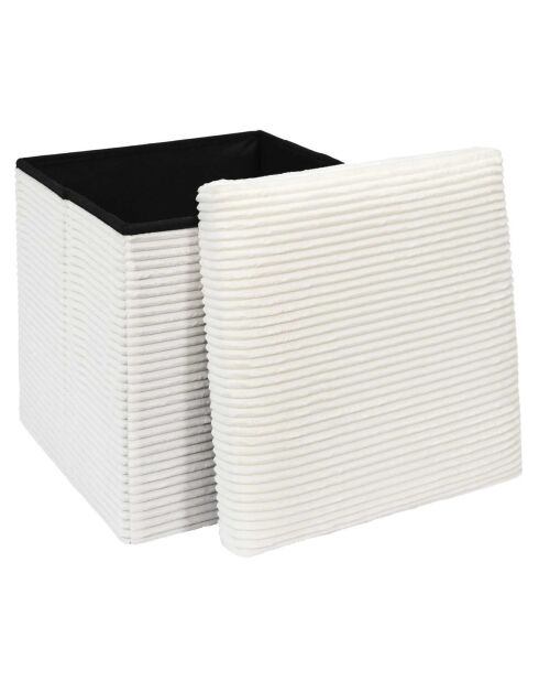Coffre pouf pliable cotelé scott beige - 38x38x38 cm