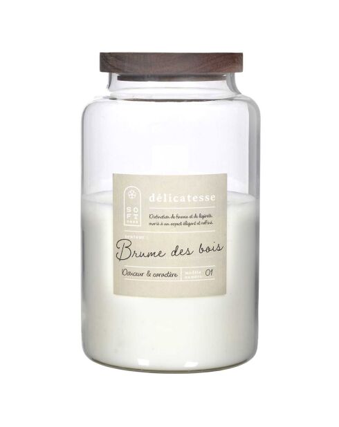 Bougie parfumee softness brume des bois marron/blanc - 3 mèches 70h