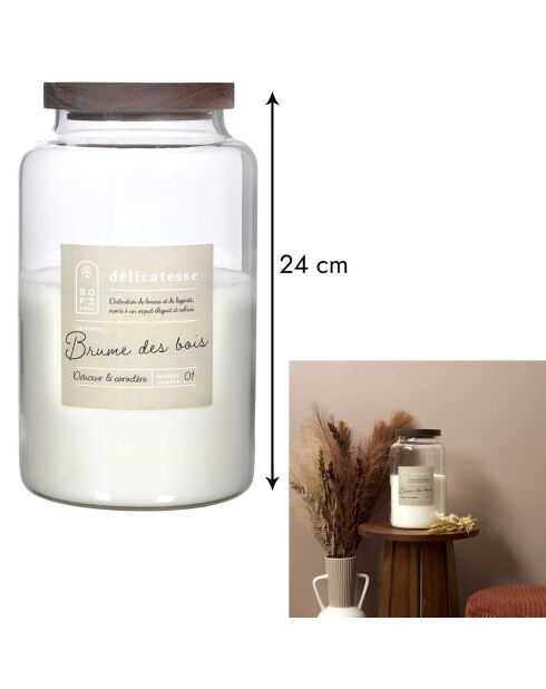 Bougie parfumee softness brume des bois marron/blanc - 3 mèches 70h