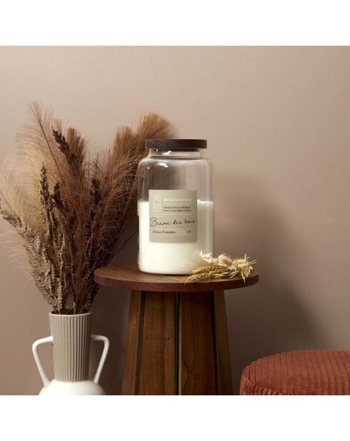 Duftkerze Softness, braun/weißer Holznebel, 3 Dochte, 70 Stunden