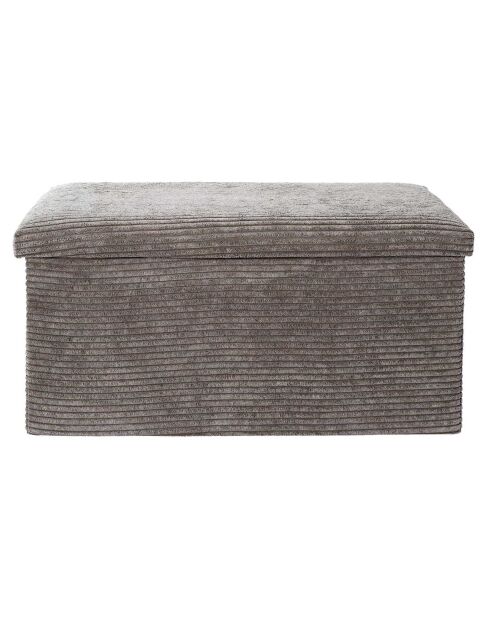 Coffre pouf pliable cotelé scott taupe - 76x38x38 cm