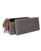 Coffre pouf pliable cotelé scott taupe - 76x38x38 cm