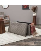 Coffre pouf pliable cotelé scott taupe - 76x38x38 cm