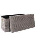 Coffre pouf pliable cotelé scott taupe - 76x38x38 cm