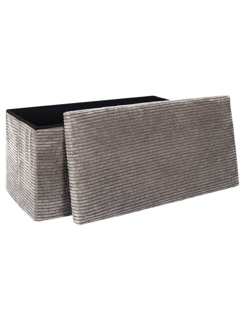 Coffre pouf pliable cotelé scott taupe - 76x38x38 cm