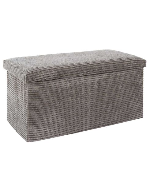 Coffre pouf pliable cotelé scott taupe - 76x38x38 cm