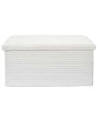 Coffre pouf pliable cotelé scott beige - 76x38x38 cm