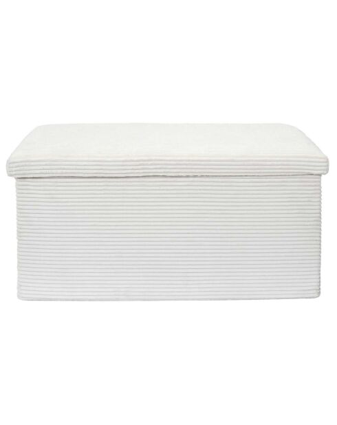 Coffre pouf pliable cotelé scott beige - 76x38x38 cm