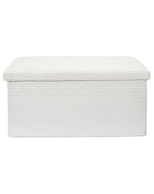 Coffre pouf pliable cotelé scott beige - 76x38x38 cm