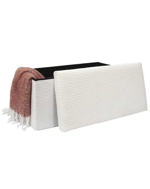 Coffre pouf pliable cotelé scott beige - 76x38x38 cm