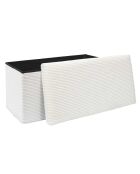 Coffre pouf pliable cotelé scott beige - 76x38x38 cm