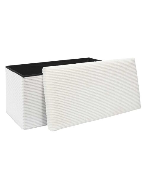 Coffre pouf pliable cotelé scott beige - 76x38x38 cm