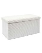 Coffre pouf pliable cotelé scott beige - 76x38x38 cm