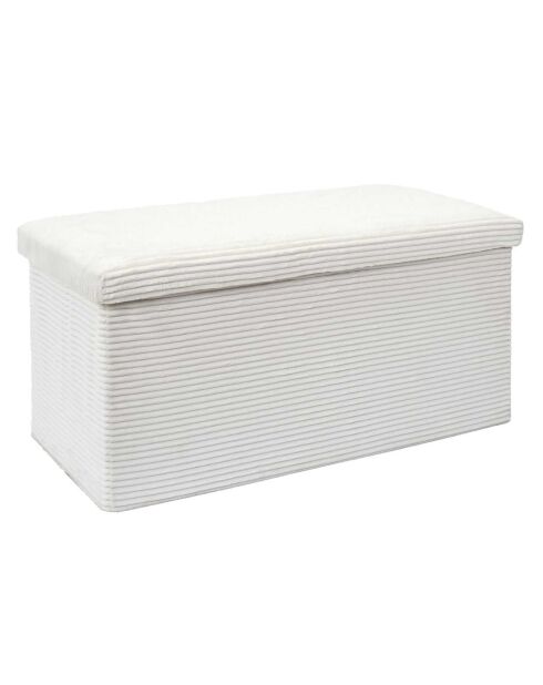 Coffre pouf pliable cotelé scott beige - 76x38x38 cm