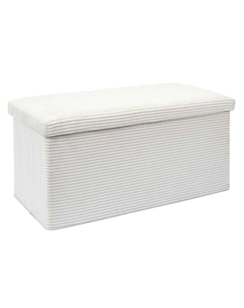 Coffre pouf pliable cotelé scott beige - 76x38x38 cm