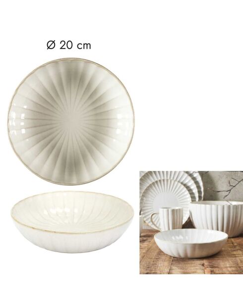 6 assiettes creuses vlora beiges - D.20x5.3 cm