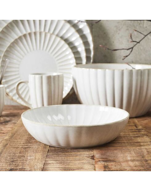 6 assiettes creuses vlora beiges - D.20x5.3 cm