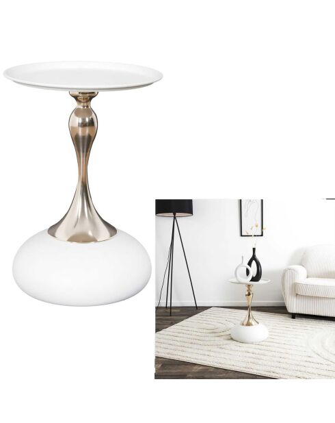 Table d'appoint portobello blanc/doré - 38x54x38 cm